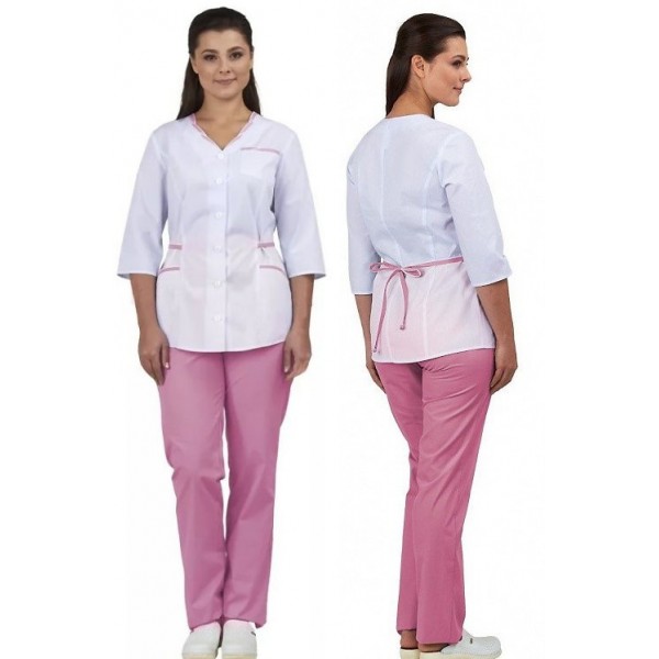 Комплект одежды женской "Ольга" белый-розовый